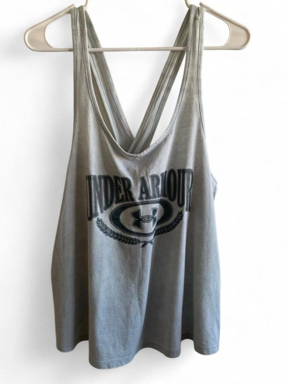 Under Armour Athleisure Women’s Crossback Tank Top Size L Gray Graphic